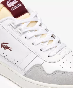 Lacoste Sneakers>Damen-Sneakers T-Clip Trim Aus Leder Wht/Burg 2G1