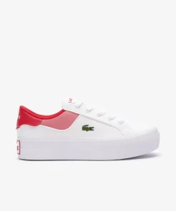 Lacoste Sneakers>Damen-Sneakers Ziane Platform Aus Leder White / Red 286