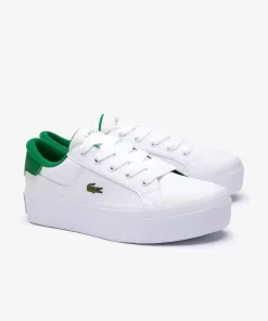 Lacoste Sneakers>Damen-Sneakers Ziane Platform Aus Leder White/Green 082