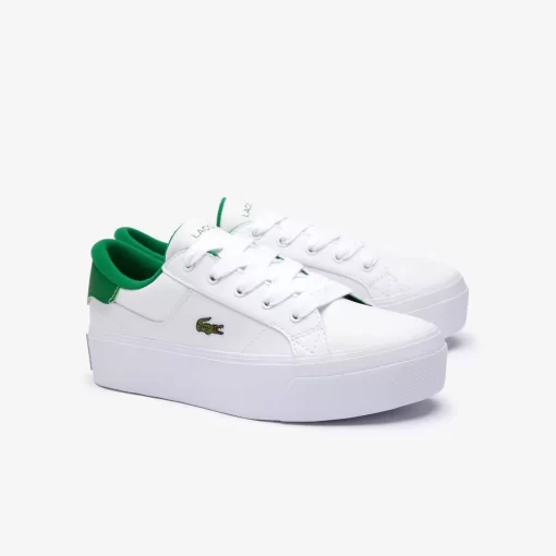 Lacoste Sneakers>Damen-Sneakers Ziane Platform Aus Leder White/Green 082