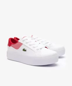 Lacoste Sneakers>Damen-Sneakers Ziane Platform Aus Leder White / Red 286