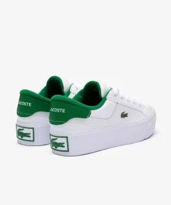 Lacoste Sneakers>Damen-Sneakers Ziane Platform Aus Leder White/Green 082