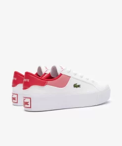 Lacoste Sneakers>Damen-Sneakers Ziane Platform Aus Leder White / Red 286