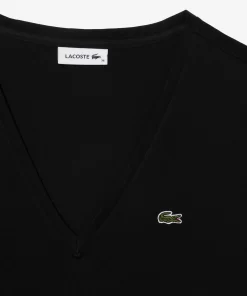 Lacoste T-Shirts>Damen-T-Shirt Aus Baumwolle Mit V-Ausschnitt Schwarz 031