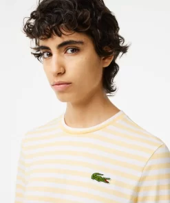 Lacoste T-Shirts>Damen-T-Shirt Aus Gestreiftem Baumwolljersey Weis / Gelb Vi1