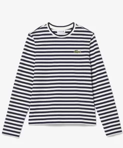 Lacoste T-Shirts>Damen-T-Shirt Aus Gestreiftem Baumwolljersey Navy Blau / Weis Hhw