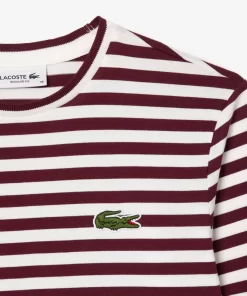 Lacoste T-Shirts>Damen-T-Shirt Aus Gestreiftem Baumwolljersey Burgunder / Weis Nki