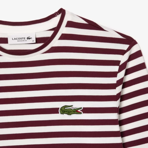 Lacoste T-Shirts>Damen-T-Shirt Aus Gestreiftem Baumwolljersey Burgunder / Weis Nki