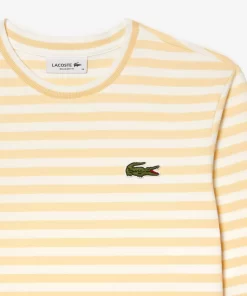 Lacoste T-Shirts>Damen-T-Shirt Aus Gestreiftem Baumwolljersey Weis / Gelb Vi1