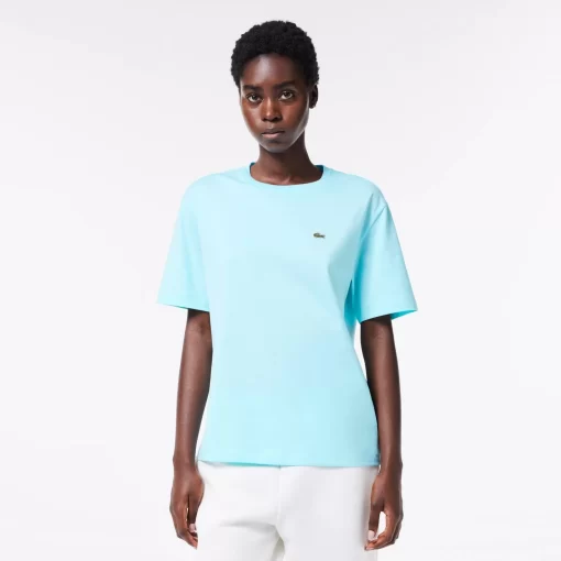 Lacoste T-Shirts>Damen-T-Shirt Aus Premium-Baumwolle Hellblau Siz