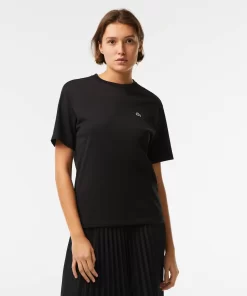 Lacoste T-Shirts>Damen-T-Shirt Aus Premium-Baumwolle Schwarz 031