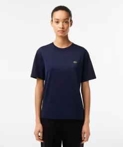 Lacoste T-Shirts>Damen-T-Shirt Aus Premium-Baumwolle Navy Blau 166