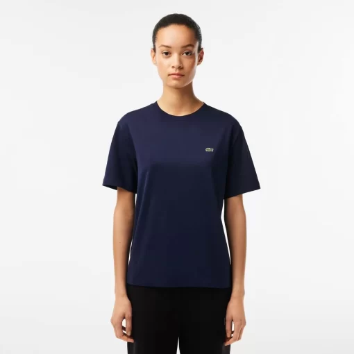 Lacoste T-Shirts>Damen-T-Shirt Aus Premium-Baumwolle Navy Blau 166