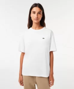 Lacoste T-Shirts>Damen-T-Shirt Aus Premium-Baumwolle Weis 001