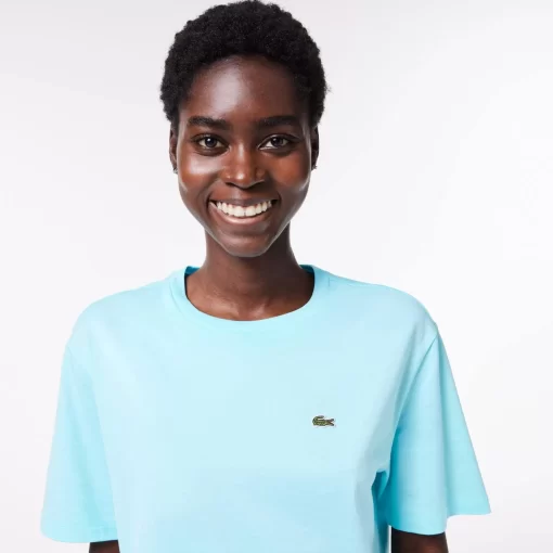 Lacoste T-Shirts>Damen-T-Shirt Aus Premium-Baumwolle Hellblau Siz