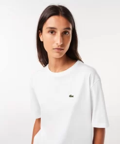 Lacoste T-Shirts>Damen-T-Shirt Aus Premium-Baumwolle Weis 001