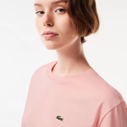 Lacoste T-Shirts>Damen-T-Shirt Aus Premium-Baumwolle Rosa Sfi