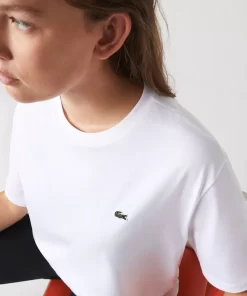 Lacoste T-Shirts>Damen-T-Shirt Aus Premium-Baumwolle Weis 001