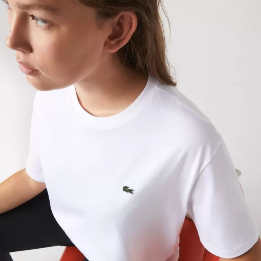 Lacoste T-Shirts>Damen-T-Shirt Aus Premium-Baumwolle Weis 001