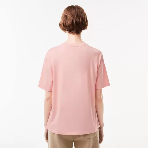 Lacoste T-Shirts>Damen-T-Shirt Aus Premium-Baumwolle Rosa Sfi