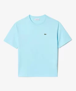 Lacoste T-Shirts>Damen-T-Shirt Aus Premium-Baumwolle Hellblau Siz