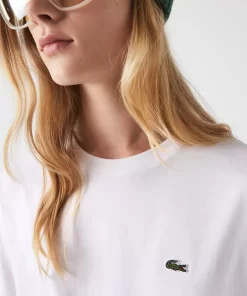 Lacoste T-Shirts>Damen-T-Shirt Aus Premium-Baumwolle Weis 001