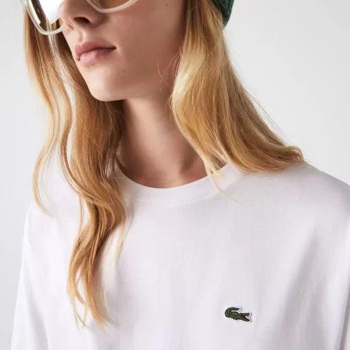 Lacoste T-Shirts>Damen-T-Shirt Aus Premium-Baumwolle Weis 001