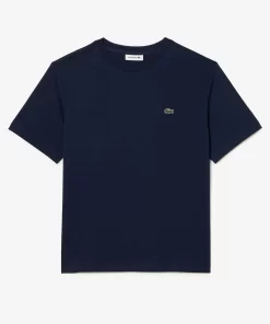 Lacoste T-Shirts>Damen-T-Shirt Aus Premium-Baumwolle Navy Blau 166