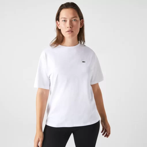 Lacoste T-Shirts>Damen-T-Shirt Aus Premium-Baumwolle Weis 001