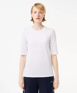 Lacoste T-Shirts>Damen-T-Shirt Mit Rundhals Aus Baumwolle Weis 001