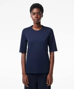 Lacoste T-Shirts>Damen-T-Shirt Mit Rundhals Aus Baumwolle Navy Blau 166