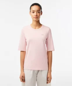 Lacoste T-Shirts>Damen-T-Shirt Mit Rundhals Aus Baumwolle Hellrosa Ady