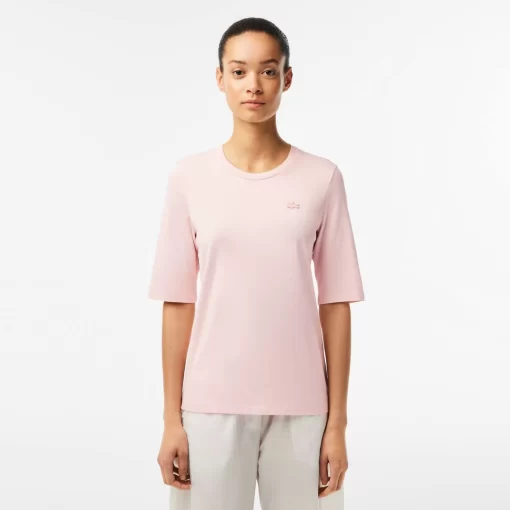 Lacoste T-Shirts>Damen-T-Shirt Mit Rundhals Aus Baumwolle Hellrosa Ady