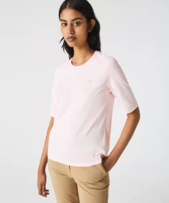 Lacoste T-Shirts>Damen-T-Shirt Mit Rundhals Aus Baumwolle Hellrosa T03