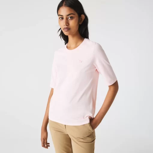 Lacoste T-Shirts>Damen-T-Shirt Mit Rundhals Aus Baumwolle Hellrosa T03