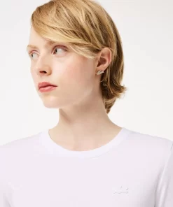 Lacoste T-Shirts>Damen-T-Shirt Mit Rundhals Aus Baumwolle Weis 001