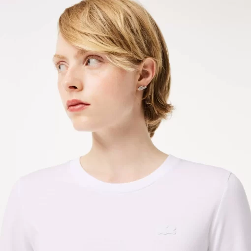 Lacoste T-Shirts>Damen-T-Shirt Mit Rundhals Aus Baumwolle Weis 001