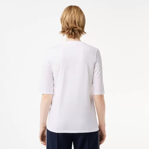 Lacoste T-Shirts>Damen-T-Shirt Mit Rundhals Aus Baumwolle Weis 001