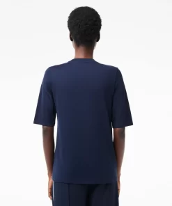 Lacoste T-Shirts>Damen-T-Shirt Mit Rundhals Aus Baumwolle Navy Blau 166