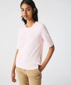 Lacoste T-Shirts>Damen-T-Shirt Mit Rundhals Aus Baumwolle Hellrosa T03