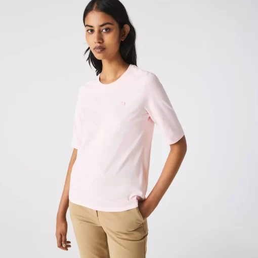 Lacoste T-Shirts>Damen-T-Shirt Mit Rundhals Aus Baumwolle Hellrosa T03