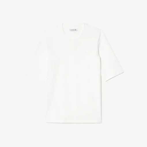 Lacoste T-Shirts>Damen-T-Shirt Mit Rundhals Aus Baumwolle Weis 001