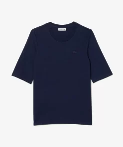 Lacoste T-Shirts>Damen-T-Shirt Mit Rundhals Aus Baumwolle Navy Blau 166