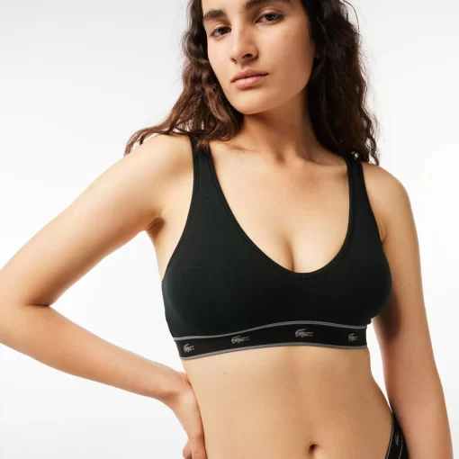 Lacoste Unterwäsche & Loungewear>Essential Bralette Mit V-Ausschnitt Schwarz 031