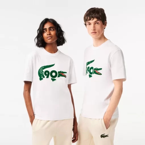 Lacoste T-Shirts>Exklusiv Fur Mitglieder - Das Sammler-T-Shirt Zum 90. Jubilaum Weis 001