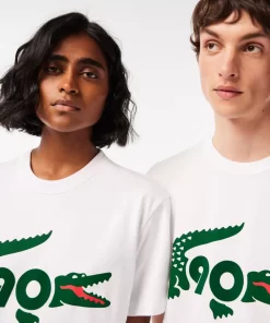 Lacoste T-Shirts>Exklusiv Fur Mitglieder - Das Sammler-T-Shirt Zum 90. Jubilaum Weis 001