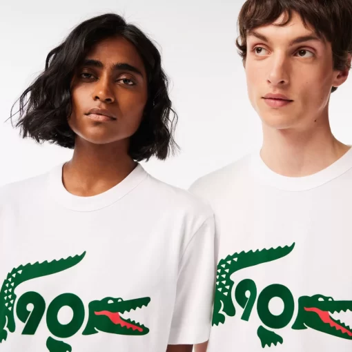 Lacoste T-Shirts>Exklusiv Fur Mitglieder - Das Sammler-T-Shirt Zum 90. Jubilaum Weis 001