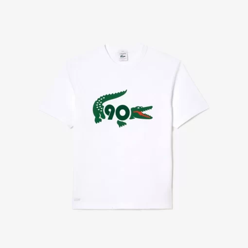 Lacoste T-Shirts>Exklusiv Fur Mitglieder - Das Sammler-T-Shirt Zum 90. Jubilaum Weis 001