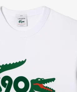 Lacoste T-Shirts>Exklusiv Fur Mitglieder - Das Sammler-T-Shirt Zum 90. Jubilaum Weis 001