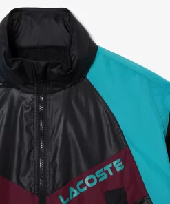 Lacoste Jacken & Mäntel>Extragrose Colourblock-Jacke Mit Kapuze Und Verstellbarem Bund Schwarz / Blau / Burgunder Kri